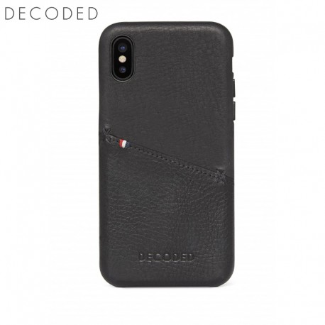 Leather back cover for iPhone XS / X Decoded black
